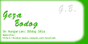 geza bodog business card